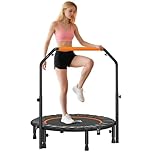 HOMCOM 40" Foldable Mini Trampoline Fitness Trampoline Rebounder for Adults with Adjustable Foam Handle, for Indoors, Outdoors, Cardio Training, 150kg Weight Capacity, Orange