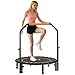 HOMCOM 40" Foldable Mini Trampoline Fitness Trampoline Rebounder for Adults with Adjustable Foam Handle, for Indoors, Outdoors, Cardio Training, 150kg Weight Capacity, Orange