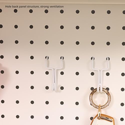 Wall-Mounted Metal Pegboard Panel - Versatile Tool Storage Organizer for Home Office, Kitchen, Workshop & Retail Display - 33" White Shelves for Maximum Space Efficiency 49.61x35.43in/126x90CM