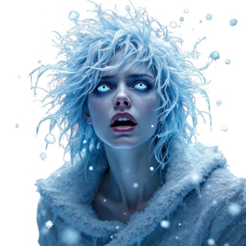 Zoelibat Eyecatcher - Frozen Eye - Eisblaue Sclera Kontaktlinsen 22mm – 6-Monatslinsen mit Aufbewahrungsbehälter – Effektvolle Halloween & Cosplay Linsen - Ohne Sehstärke