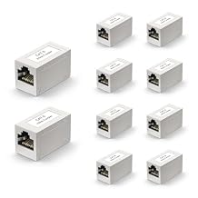 VCELINK RJ45 Cat6 Coupler Shielded, Ethernet Cable Extender CAT6/CAT5E/CAT5 Inline Coupler PoE Female to Female Connector in Silver, 10-Pack