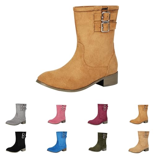 Bottes cowgirl marron en daim de qualité supérieure avec boucle chic