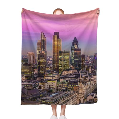 Kuschelige, warme & leichte Londoner Kuscheldecken im City-of-London-Stil, perfekt für Wohnzimmer & Wohnzimmer (76 x 102 cm).