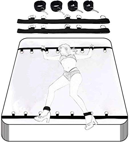 SM Sex Bettfesseln Spielzeugset für Paare Extreme Bettfesseln mit Handschellen Bettset Bettfesseln Knöchelfesseln