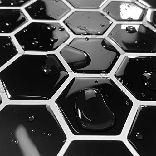 Waldecoo Hexagon Peel And Stick Backsplash, 10 Sheets Premium 3D Self Adhesive Wall Tiles, Black Stick On Backsplash For Kitchen And Bathroom (12" X 12") #TOP2