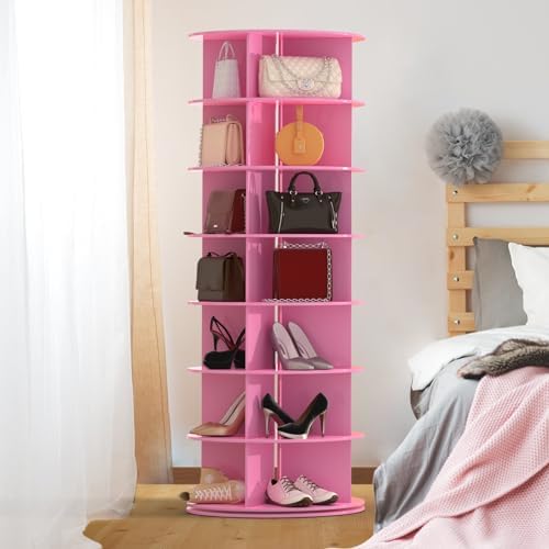Amazon.com: 7 Tier Rotating Shoe Rack Tower, Pink Spinning Shoe Display ...