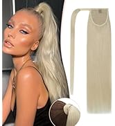 S-noilite Wrap Around Ponytail Extension Human Hair #60 Platinum Blonde Ponytail Extensions Real ...