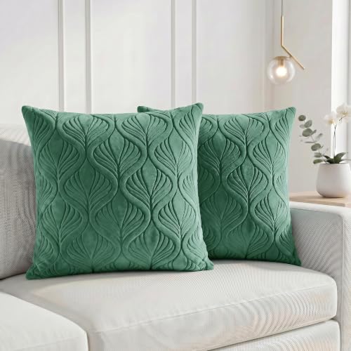 Image of Yellow Weaves Jacquard Cushion Covers | Sofa Cushion Covers | Throw Pillow Cover for Sofa, Couch, Living Room| Removable & Washable | 16x16 Inches, Set of 2 (Green)