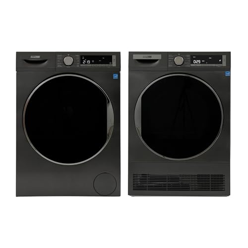 Conserv Front Load Washer & Condensing Dryer, 2.2 cu ft Washer (110V) + 4 cu ft Dryer (220/240V), ENERGY STAR, 15 Cycles, Stainless Steel Drum, LED Display, Compact Laundry Pair (Titanium)