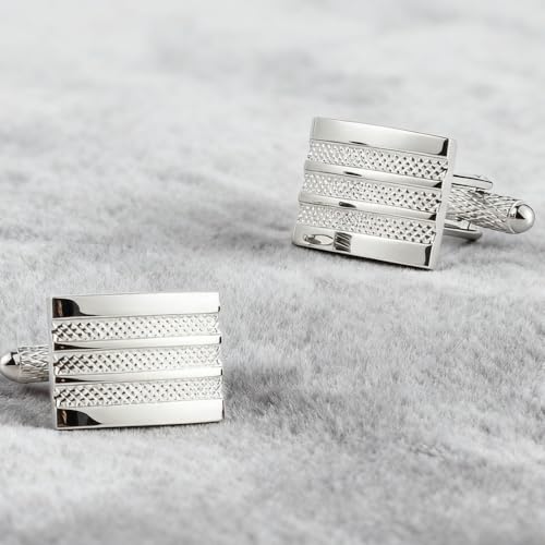 Set de Mancuernas Rectangulares de Metal Plateado miniatura 6