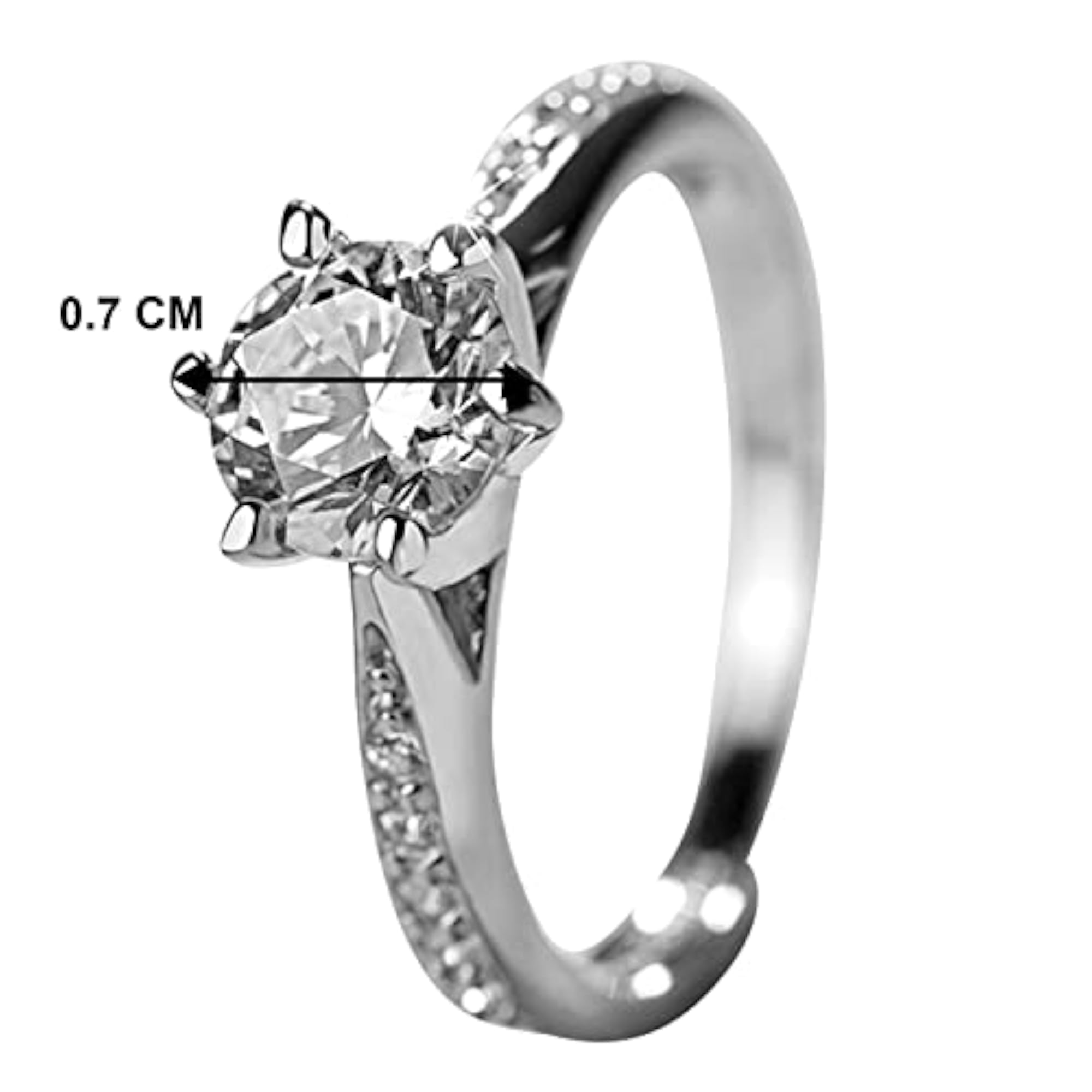 Women's American Diamond Studded Silver Plated Finger Ring, Fashion Wear