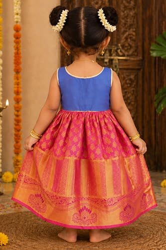 Image of TotzTouch Baby Girl Ethnic Wear Dress | Traditional South Indian Pattu Langa for Girls