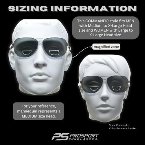 Image of proSPORT Polarized Bifocal Aviator Reading Sunglasses Men, Fishing Sunglass Readers, UV400 Polarized Lens, Driving Golf Beach