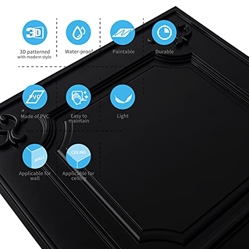 Image of Art3d 12-Pack Waterproof PVC Drop Ceiling Tiles, 24 x 24 in, Black