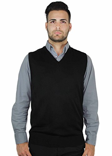 Blue Ocean Solid Color Sweater Vest-3X-Large Black