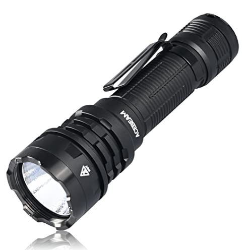 ACEBEAM Defender P17 Tactical Flashlight Dual Tail Switch 4900lm 487 Yards Long Range Instant Activation&Strobe IP68 Waterproof Powerful Portable Small Cree XHP70.3 HI LED Flashlights(Black) - ACEBEAM