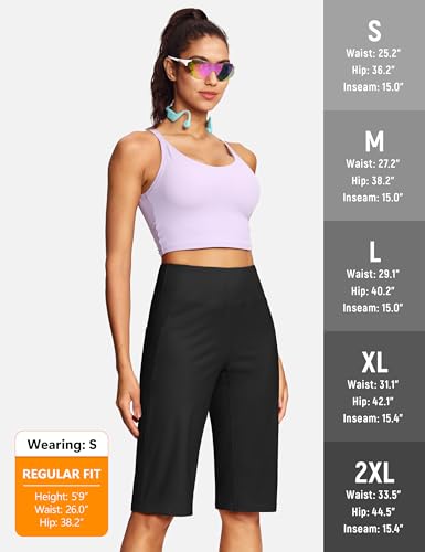Image of ISEEGZ 15 inch / 18 inch / 21 inch / 25 inch Capri Pants for Women High Waist with Pockets Women's Capris Workout Yoga Pants Loose Straight Leg