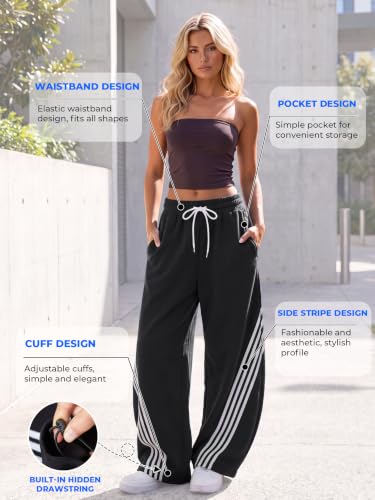Image of EMMIOL Women's Y2K Baggy Barrel Striped Sweatpants High Waisted Wide Leg