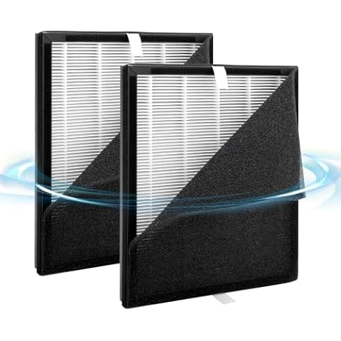 KJ190L Filter Replacement Compatible with MOO-KA KJ190L Air Puri-Fier 3 Stage 2 H13 True HEPA and 4 Washable Pre-Filtes (2+4) Cover