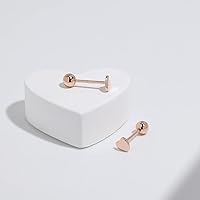 Vista 3 de Meissa Aretes de bola de plata de ley 925 minimalistas con diseño de corazón para dormir en la espalda, aretes para múltiples piercings, unisex