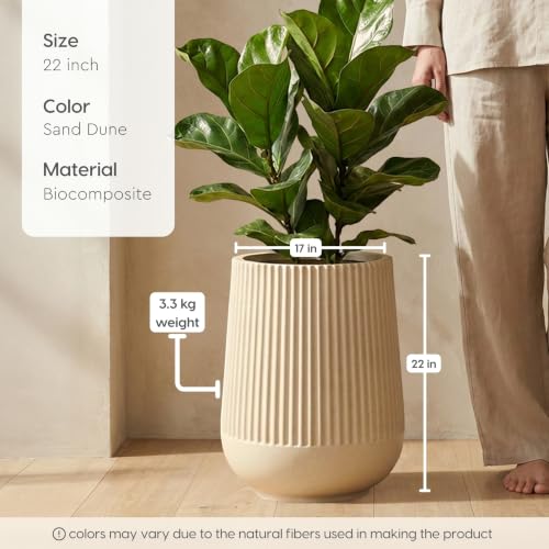 Image of Eha Earth Friendly Opera Big Planters for Home Decor | 22 inch, Pack of 1 | Heavy Duty Plant Pot Made with Rice Husk Biocomposite | UV Protected Pot for Plant | Pots & Planters Big Size