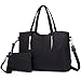 Produktbild Miss Lulu Henkeltasche Damen Tasche 2 tIg. Shopper Reise Schultertasche,Schwarz