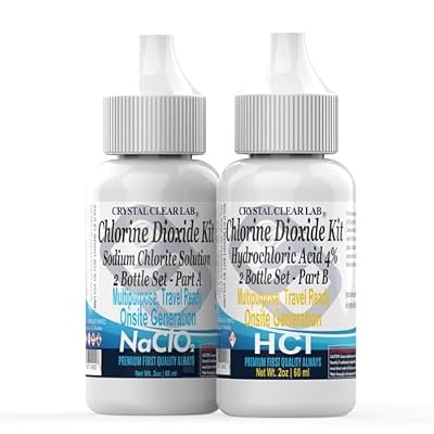 CrystalClearlab Chlorine Dioxide Treatment Kit, 4 oz HCL Solution with Drop Bottles