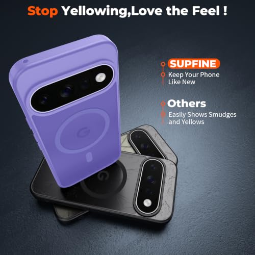 Image of SUPFINE Magnetic for Google Pixel 11 Pro XL Case - Purple | With Screen Protector,Translucent Matte,Built-in Magnets,Military Grade Drop Protection,Shockproof Phone Cover