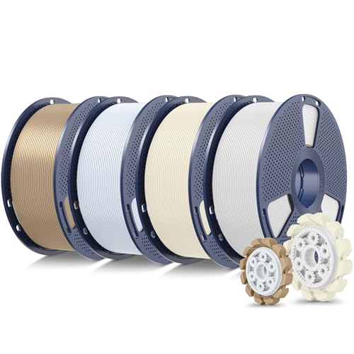 Image of SUNLU PLA+2.0 3D Printer Filament Bundle, 4KG Upgrade PLA+ Filament 1.75mm, Tougher and Stronger, Dimensional Accuracy + /-0.02mm, 1KG per Spool, 4 Packs, 4KG Total, White+Bone+Ceramic+Oak Wood