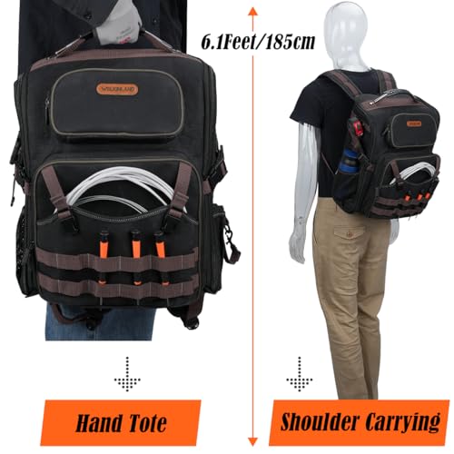 WELKINLAND 46-Pockets Electrician Backpack, Full-Open Tool Backpacks, Heavy Duty Tools Backpack, Waterproof Waxed-Canvas Tool Backpacks, HVAC, Mechanics Tools Bag by WELKINLAND - Image 8