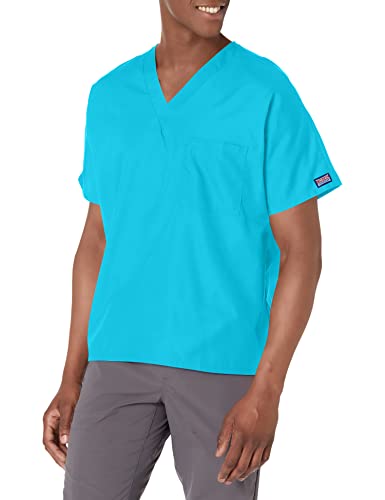 Image of Cherokee Scrubs for Women and Men Unisex V-Neck Tunic Nursing Scrub Top with Chest Pocket, Tuckable Durable Fabric - 4777 | 1 Chest Pocket For Essentials, Traditional Fit, Durable Construction, Comfortable Knit Details, Easy Care, Tuckable Style