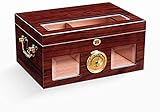 Higrómetro de oro externo para una fácil observación de la humedad dentro de la caja.Si no hay humedad, inyecte la crema hidratante del cigarro o el agua destilada en el humidificador para mantener la humedad dentro de la caja.