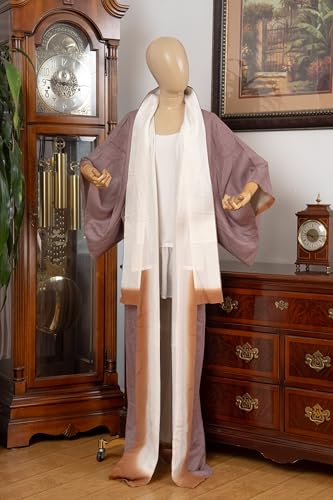 DEAR VANILLA Authentic Traditional Japanese Edo Komon Kimono for Women Silk Robe Made in Japan KMK-0031 Brown