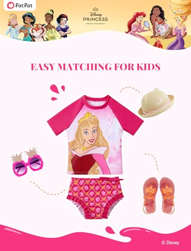 Image of Disney Princess Frozen Marvel Elsa Minnie Toddler Girl Swimsuit Tankini Bathing Suit 2 Piece Swimwear UPF 50+ Rashguard