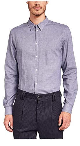 Chemise bleu micro-quadrillé GAUDI' JEANS : finis les plis de tissu