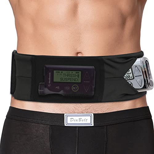 DiaBelt Kids Breathable Insulin Pump Belt with Mesh Pouch for Easy Viewing/Operation Diabetic Waist Band T1D Medical Holder Accessories CGM Tubing Epipen Boys Girls Black