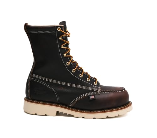 Image of Thorogood American Heritage 8 inch Steel Toe Work Boots for Men - Full-Grain Leather with Moc Toe, Slip-Resistant Wedge Outsole, and Comfort Insole; EH Rated