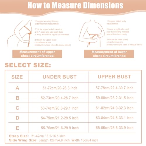 FOX-TECH Strapless Bras, Klebe BHS, Rückenfreier BH Damen, Rutschfestes Trägerloser BH Push Up(Beige,D)