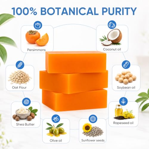 Image of 3 PCS Persimmon Soap Bar for Body Odor Control, Natural Deodorant Bar Soap | Deep Cleansing & Deodorizing Body Wash for Old People Smell, Effectively Remove Body Odor for All Skin Types, Women & Men
