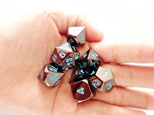 Micoyuan D&D Polyhedral Metal Game Dice Blue Numbers 7Pcs Set Of D4 D6 D8 D10 D12 D20 ?- #TOP4