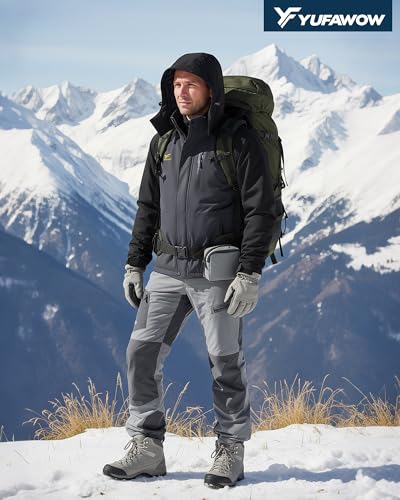 Image of Yufawow Men's Ski Jacket Waterproof Warm Snowboard Jacket Insulated Winter Coat for Outdoor Cold Weather Sports Work