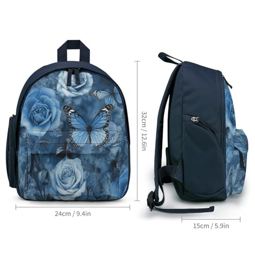 Blue Rose Mini Backpack Light Weight Small Travel Backpack Shopping Travel Daypack2