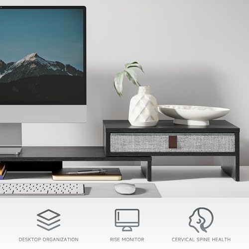 Elevador para Monitor de Computadora Fenge con Cajón para 2 o 3 Monitores, Largo y Ángulo Ajustables, Organizador de Escritorio, Negro miniatura 2