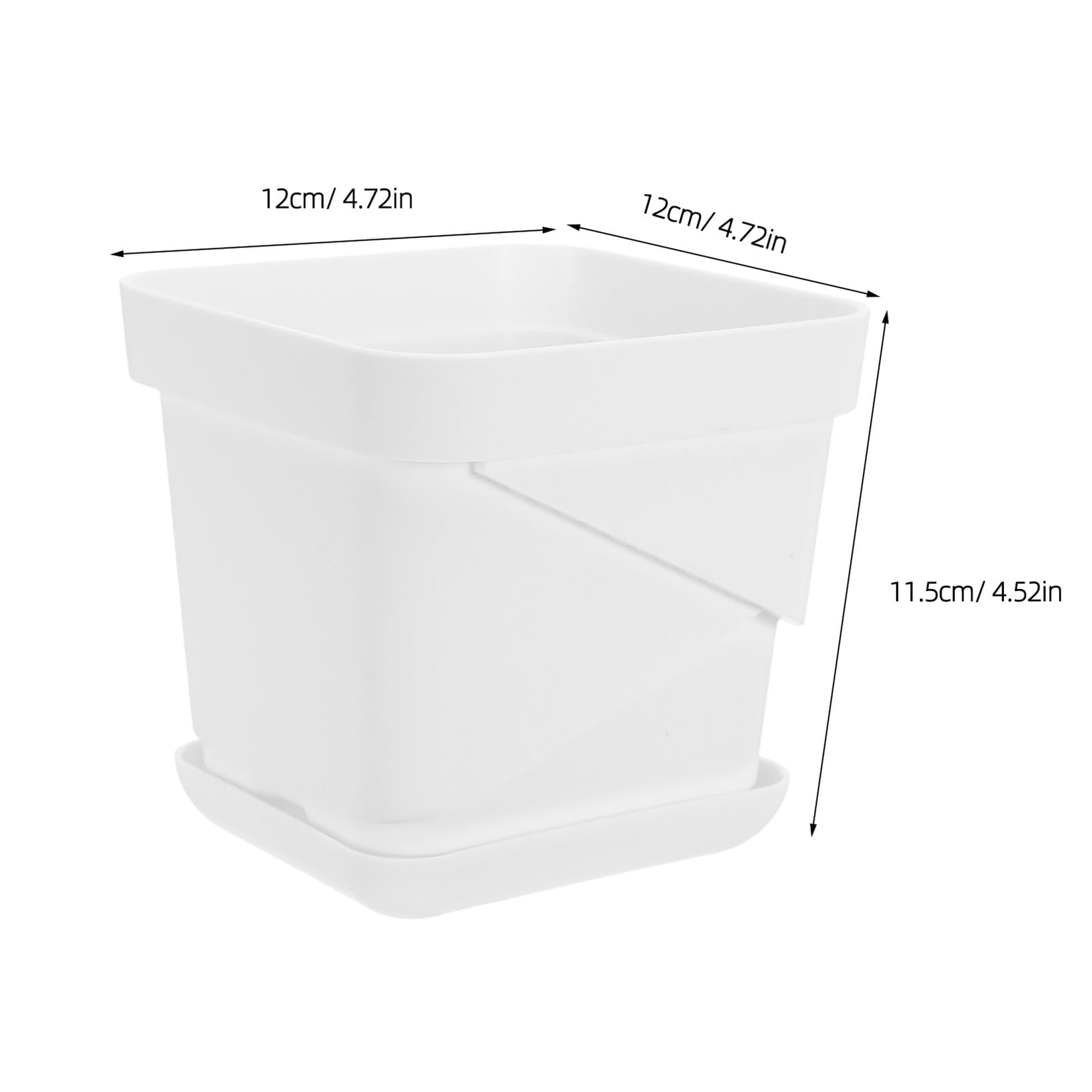 SEWACC Lot de 6 Petits Pots Carrés en Plastique Blanc 12 Cm Trous de Drainage et Plateaux, Contenants de Plantation Légers pour Succulentes et Semis D’intérieur et Extérieur, Pots