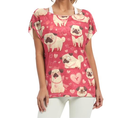 Perros Marrones De Dibujos Animados JuguetóN Camiseta Manga Corta Cuello Redondo para Mujer Camisetas Sueltas y Cómodas para Niñas