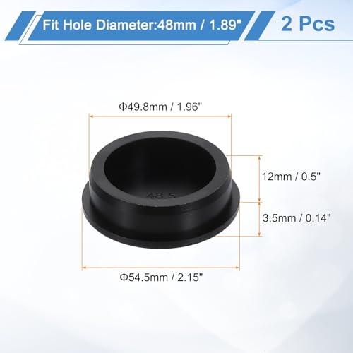 Image of uxcell 2Pcs Silicone Hole Plug, Waterproof Round Rubber Stoppers Bottle Seal Plugs Tube Pipe End Caps for 48mm /1.89 inch Hole for Bathtub Bottle, Black