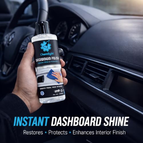Image of Chemlight Dashboard Polish 200 ml for Car Interior | Shine-Enhancing for Plastic & Vinyl Surfaces | Dust-Resistant Layer for Neat & Clean Look | Easy Wipe Use for Console & Panels | Smooth Finish