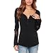 Sannysis Women Splicing Long Sleeve Lace Loose Blouse Tops Shirt