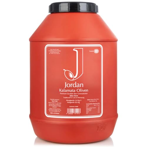 Bild: Jordan Oliven�l - Griechische Kalamata Oliven ohne Stein eingelegt in Salzlake - Eimer 5 Kg - Tafeloliven ohne Kern aus Griechenland f�r 57,99 EUR bei amazon.de