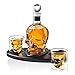 Whiskey Decanter Skull Set with 2 Cocktail Shot Glasses - for Liquor, Scotch, Bourbon or Vodka - 850ml